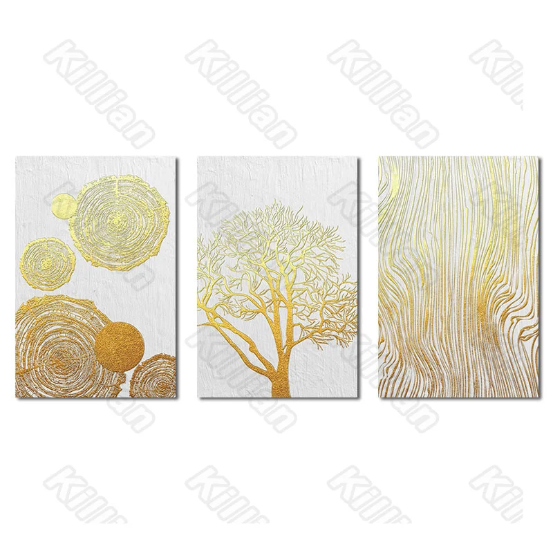 

Abstract Style Gold Line Frameless Residential Bedroom Decoration Living Room Botanical Canvas Painting Hd Print Frescoes