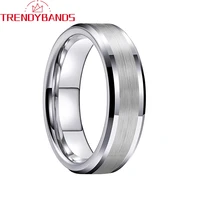 6mm tungsten carbide ring me women wedding band brushed finish beveled edges polished shiny comfort fit