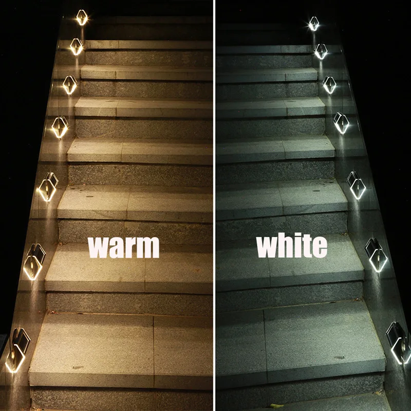 

3LED IP44Waterproof Automatic Sensitivity Lamps White Warm Light Stainless Solar Wall Stair Light Garden Yard Road Street Patio