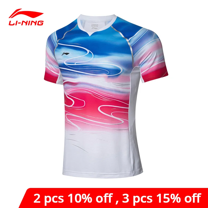 Мужские футболки для бадминтона Li Ning сухой дышащий топ с подкладкой спортивных