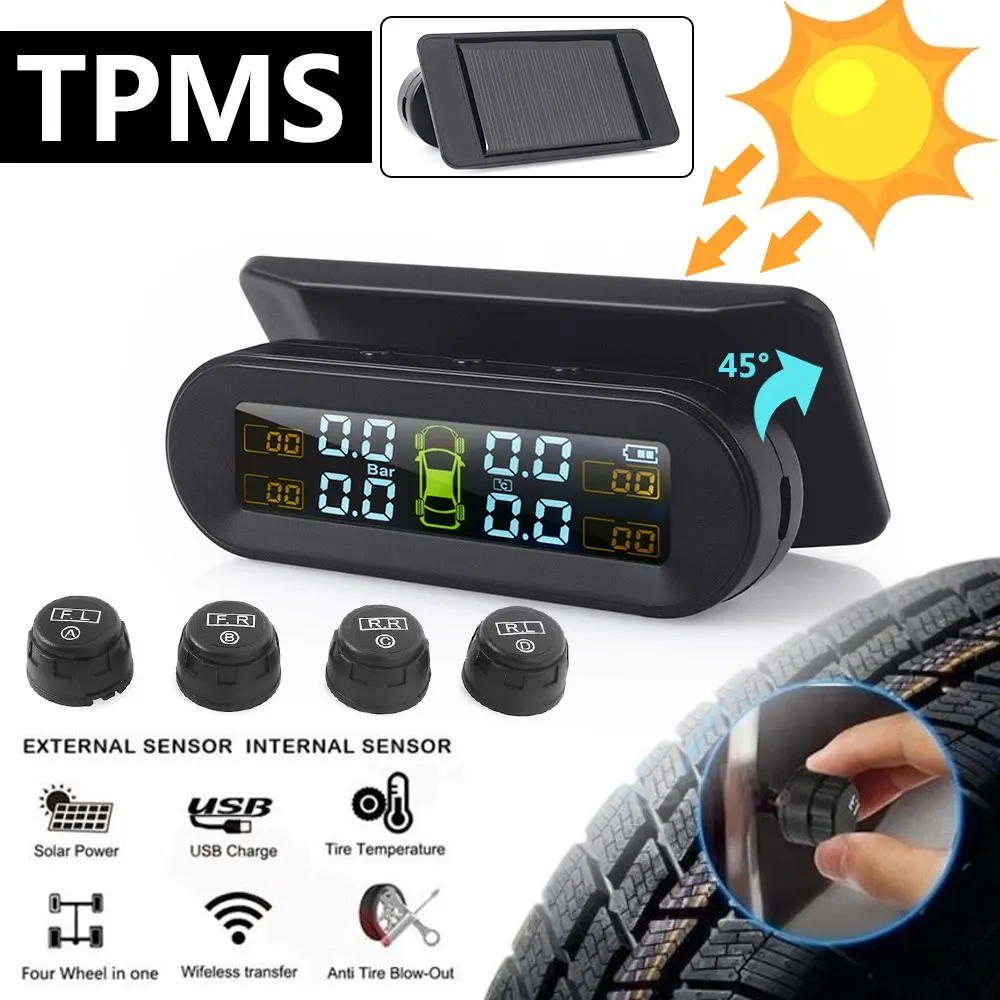 Vehemo Универсальный USB беспроводной TPMS сигнализация давления в шинах внешний датчик черный цвет Tmps датчик анти-взрыв Автомобильная электроника