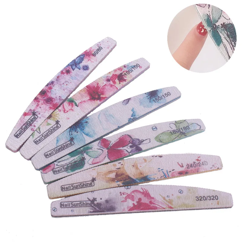 

1/3/5/10pcs Nail File Flower Printed Nail buffer Colorful Lime a ongle 80/100/150/180/240/320 Professional Manicure Tools