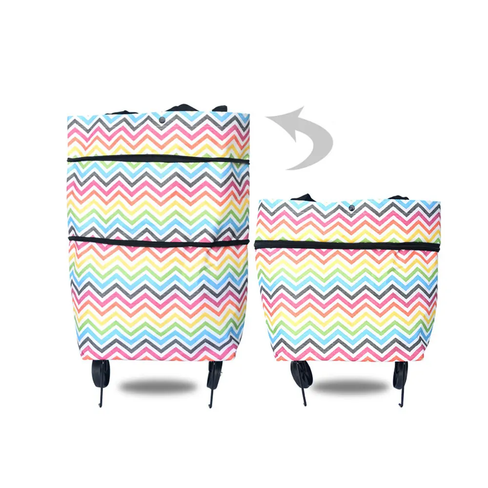 Ecofriendly Trolley Bag Portable Multi-Function Oxford Folable Tote Shopping Reusable Grocery Bags with Wheels | Дом и сад