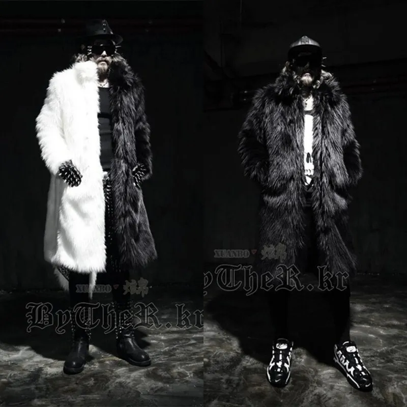 

WEPBEL Winter Men's Fashion Faux Fur Long Cardigan Coat Homme Warm Overcoat Jacket Male Freezy Day Outwear Clothing