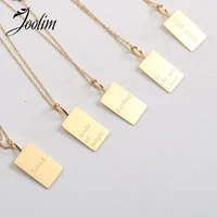 joolim jewelry wholesale tag square letter pendant necklace waterproof gold jewelry