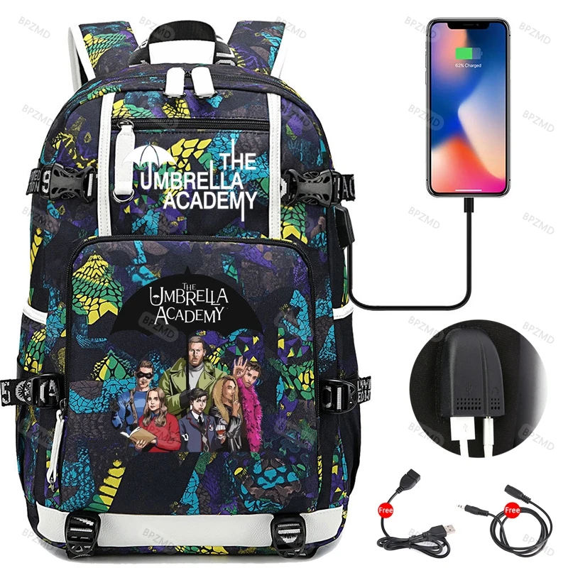 

The Umbrella Academy Backpack Women Men Multifunction Mochilas USB Charging School Bags For Teenagers Travel Bag For Boy Girls