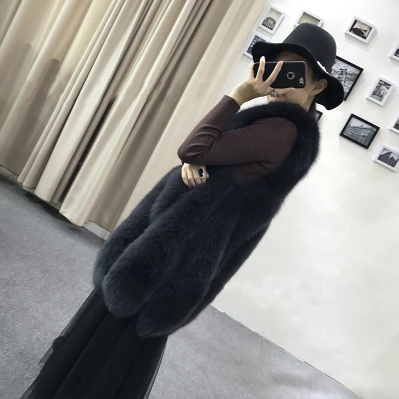 Жилет женский из искусственного меха приталенный Осень-зима D538 размера плюс |