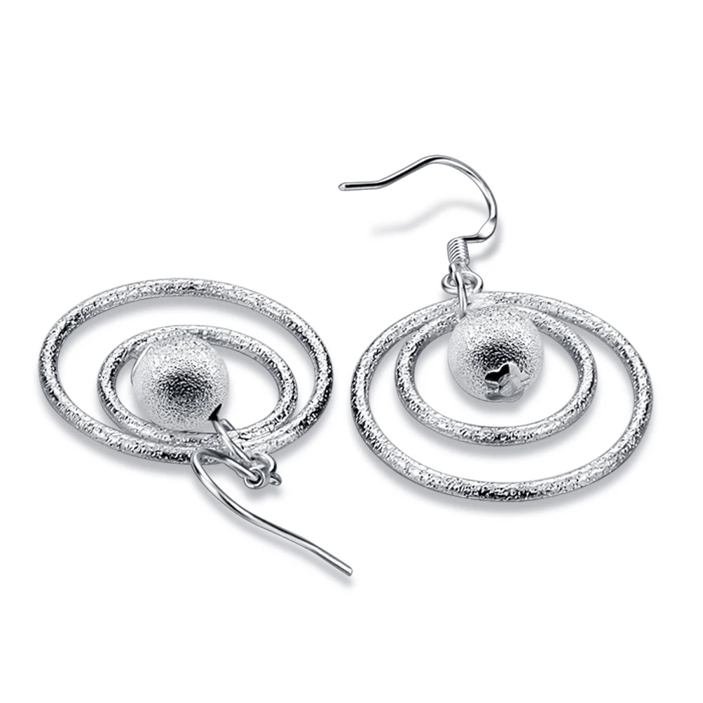 

Temperament Womens Fashion 925 Sterling Silver Circle Round Bead Earring Drop Earrings For Girls Wedding Gift Jewelry