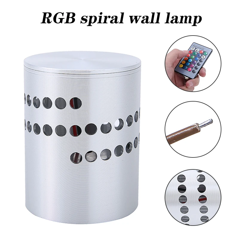 

Spiral Wall Ceiling Light 85-265V 3W RGB LED KTV Hotel Walkway Porch Lamp Effect Wall Lamp With Remote Controller For Party Bar