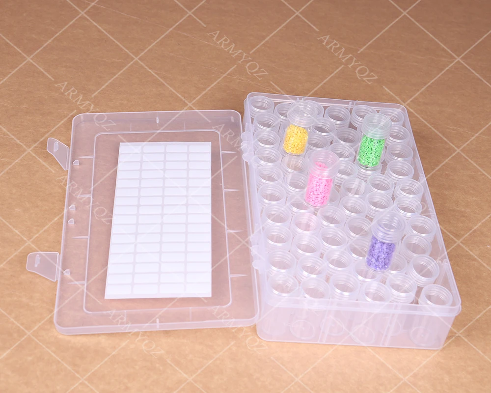 

60 Bottles Square Diamond Painting Accessories Container Bottles Diamond Painting Tools Crystal Bead Storage jar blind Box