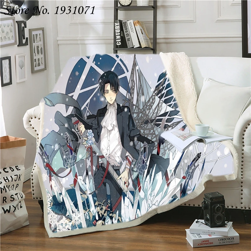 Флисовое одеяло с 3D принтом атака на Титанов для кровати толстое модное