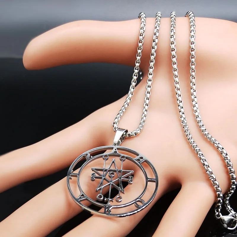 Astaroth sigili Goetia, ожерелье из нержавеющей стали, Соломон, демон, печать, сатана, нашивка, булавка, ювелирное изделие, колье для женщин