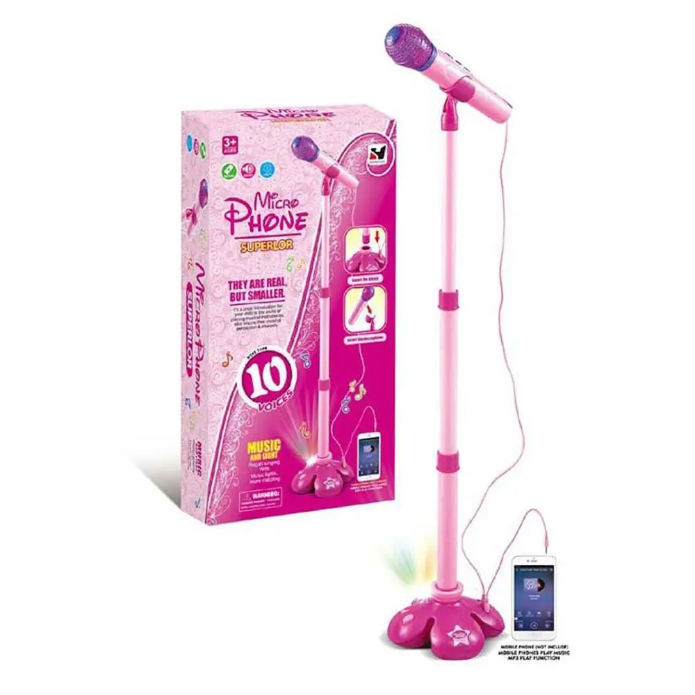 P single microphone Детские музыкальные игрушки для обучения, Музыкальный Микрофон, отличный подарок для детей на день рождения, микрофон с цветным светильник - Цвет: P single microphone
