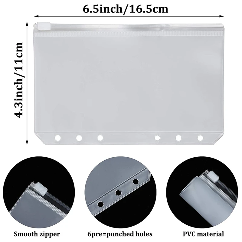 

PU Leather Notebook Organizer Sets 6-Ring Binder Cover 40 Sheets A6 Filler Paper for Your Passport Tickets Cards Etc