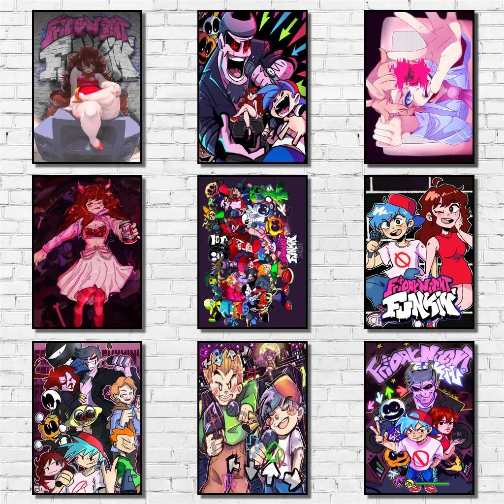 

44 Designs Game Friday Night Alternative Funkin Whitepaper Poster Artwork Fancy Wall Sticker for Coffee House Bar