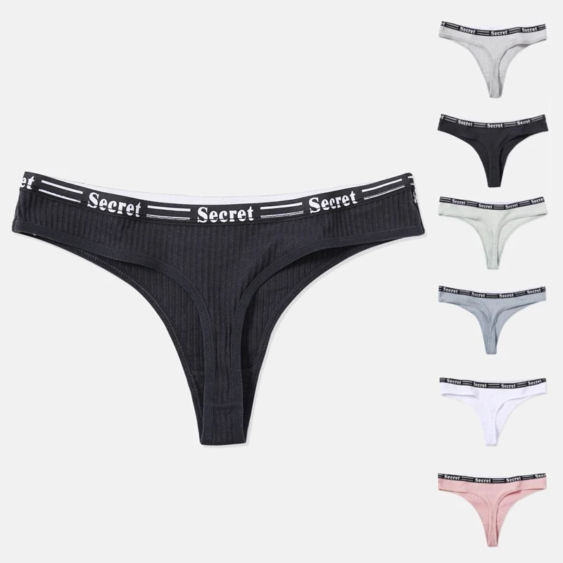 Ladies Sexy Thong Low Waist Letter Thread Cotton Women Lace Panties Knicker Lingerie Underwear Nylon CottonTransparent Panties