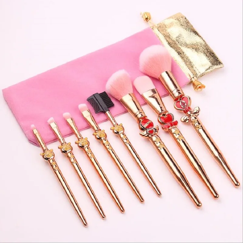 

New 8pcs Pro Makeup Brushes Sets & Kits Sailor Moon Soft Hair Blusher Concealer Eye Shadow FOUNDATION Lip Brush Cosmetics Tool