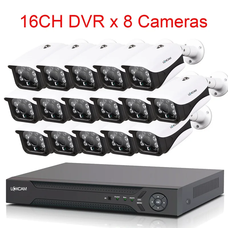 16CH DVR x 16 Camera LOXCAM H.265+ 16CH 4K Ultra HD CCTV камера системы 8MP наружная IP66 Камера Безопасности ИК ночного видения камера видеонаблюдения комплект - Цвет: 16CH DVR x 16 Camera