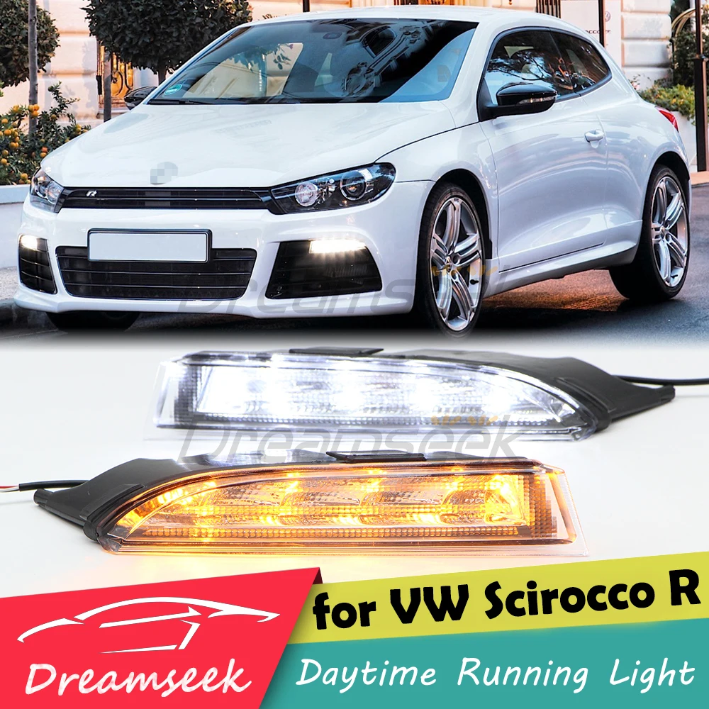 DRL для VW Scirocco R 2010 2011 2012 2013 Светодиодный дневной светильник противотуманных фар с