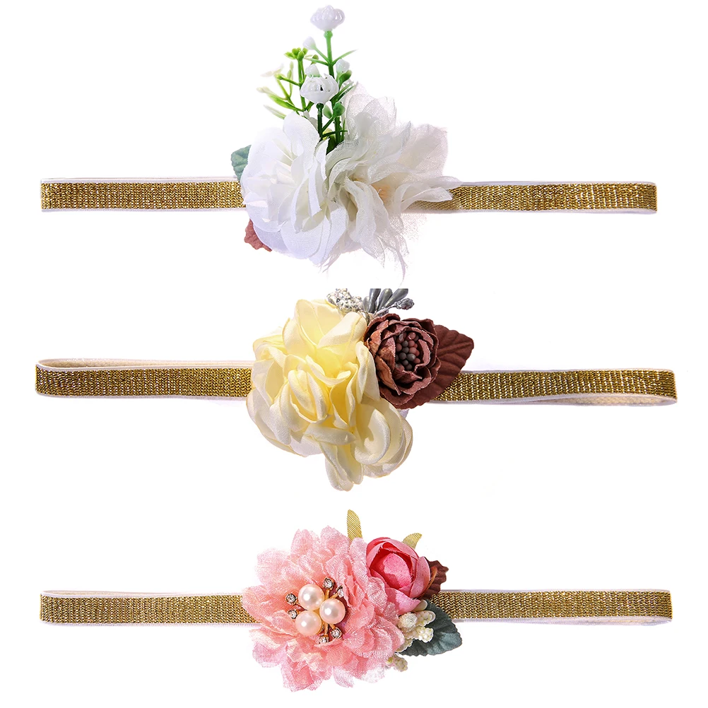 M MISM Цветочная свадебная корона головная повязка для детей золотого цвета