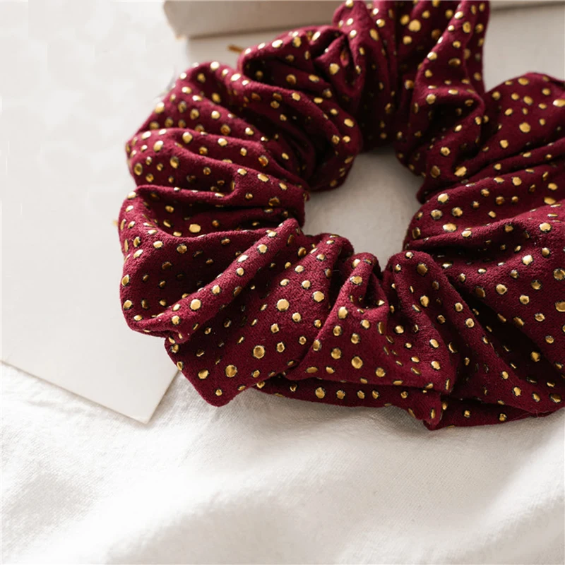 

Punk Style Gold Rivet Hair Scrunchies Vintage Women Elastic Dot Hair Bands Elegant Fashion Soft Comfortable Ponytail Holder