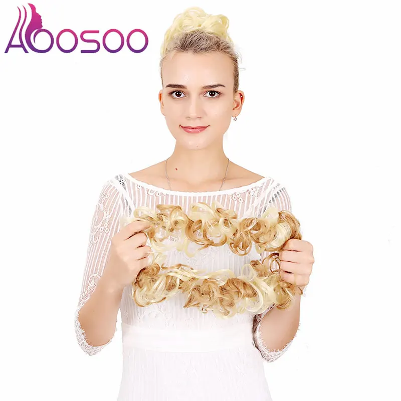 

AOOSOO Synthetic Chignon Messy Scrunchies Elastic Band Hair Bun Straight Updo Hairpiece High Temperture Fiber Natural Fake Hair