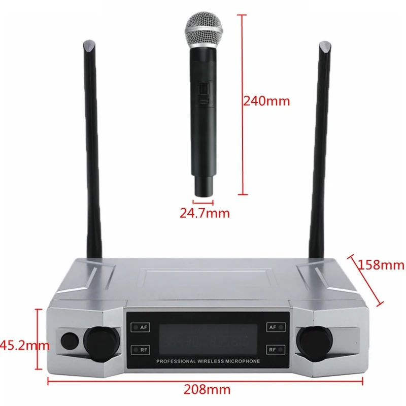 Высококачественная UHF Беспроводная микрофонная система караоке с ЖК дисплеем и