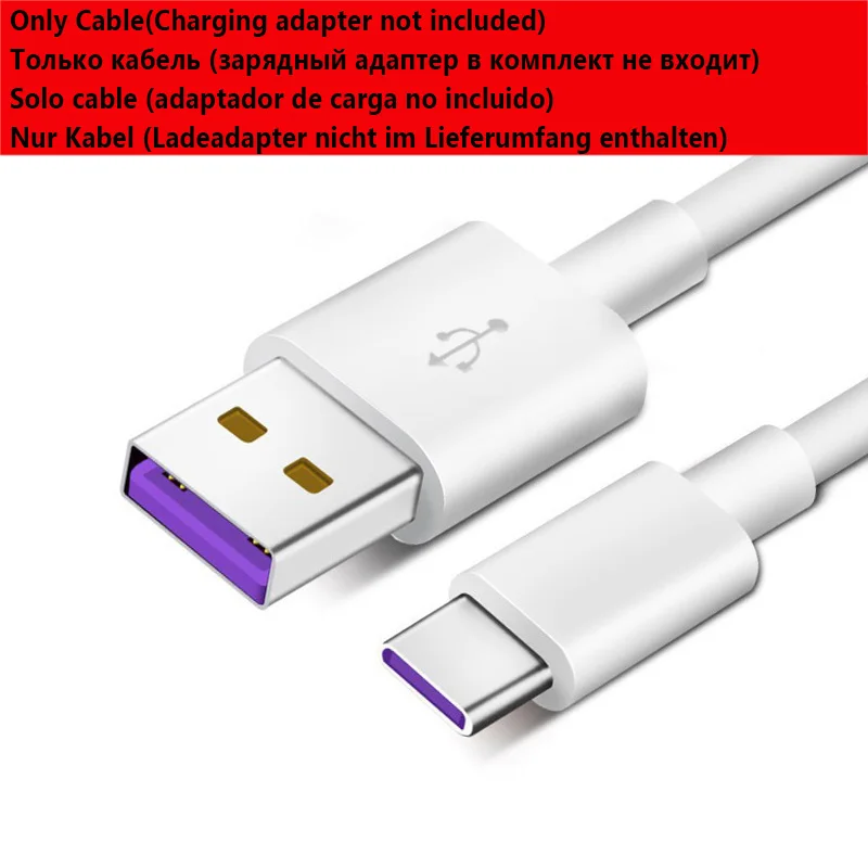 0,3 m/1 m/1,5 m/2 m 5A type-C Supercharge кабель для huawei P30 P20 Pro P10 mate 20 10 9 Быстрая зарядка USB-C кабель для зарядного устройства короткий длинный - Тип штекера: Only Cable White