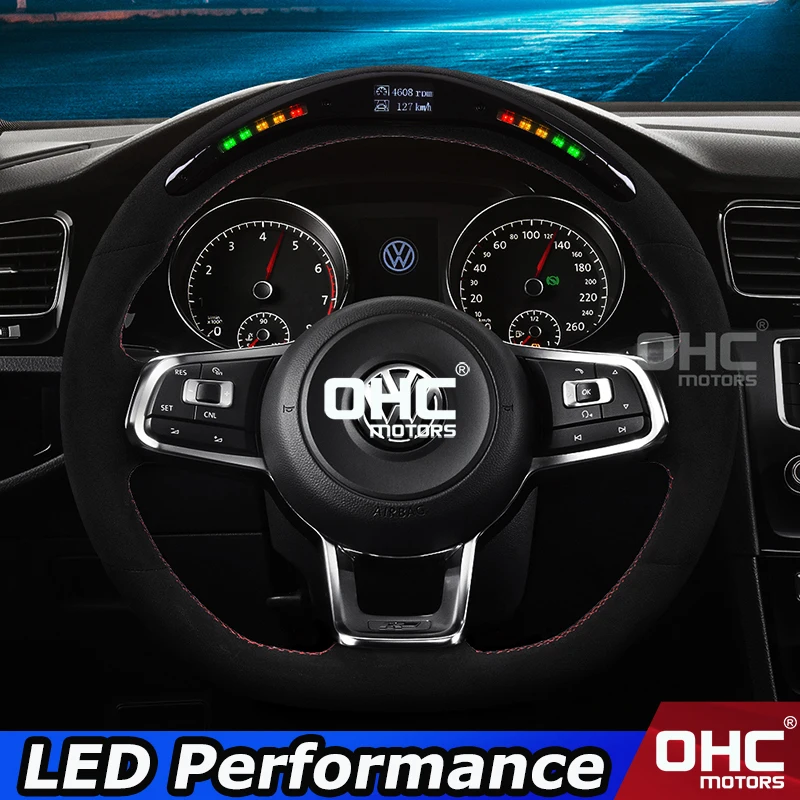 

Suede Leather Italian ACL LED Steering Wheel compatible for Volkswagen GOLF 7 MK7 GTI GTD GLI GT GTE R LINE scirocco TIGUAN