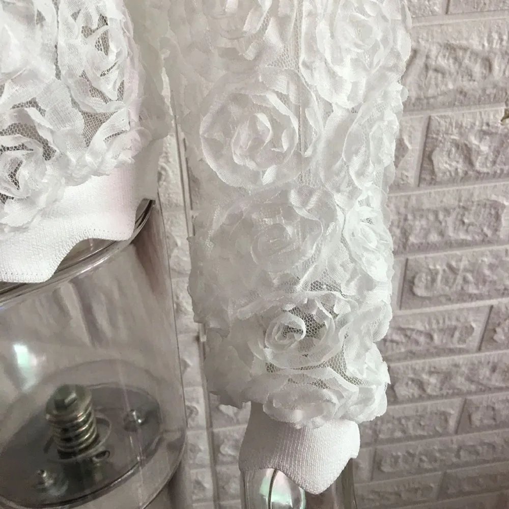 3D Foral свободные рубашки женские топы и блузки белая рубашка с v-образным вырезом