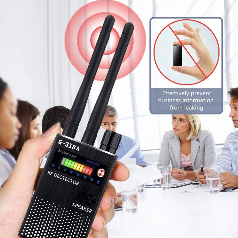 dual antenna rf signal detector for hidden camera eavesdropping wireless audio bug gps gsm device finder anti spy scanner free global shipping