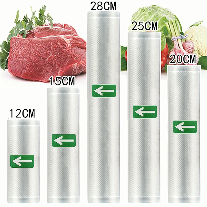 5 рулонов/партия пакеты для вакуумной упаковки продуктов 28/25/20/15/12 см | Бытовая