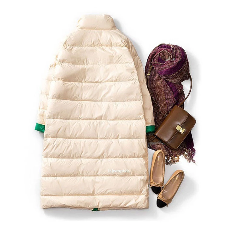

2021 New Women Winter Long Coat New Ultra Light White Duck Down Jacket Female Slim Puffer Jacket Windproof Down Coat YRF146