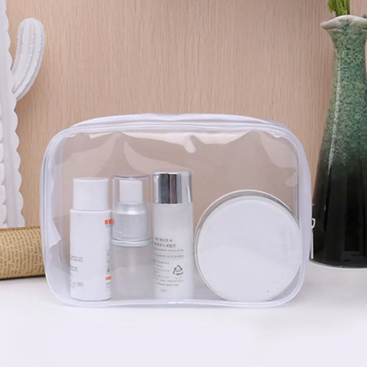 

Red/Blue/Transparent PVC Beach Clothing/Cosmetics Storage Bag For Organizing And Storing Personal Belongings Sunbathing