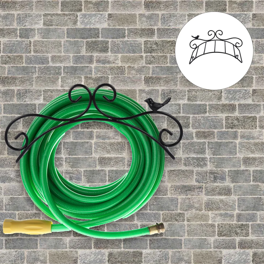 

Garden Hose Holder Organizer Wall Mount Antique Hose Storage Rack (Black)