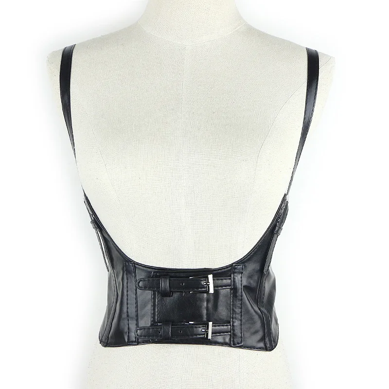 

Women Sexy Leather Elastic Wide Band Waist Belt Waspie Corset Cinch Underbust