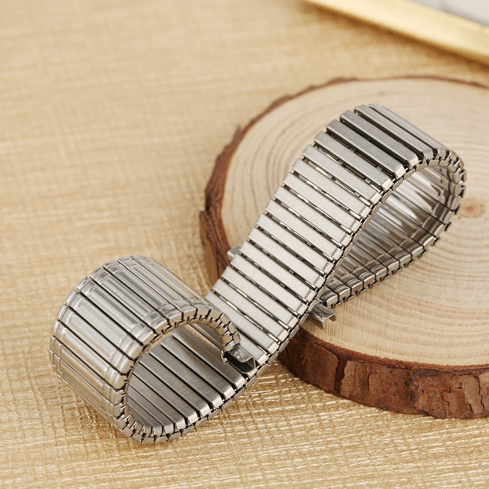 Stainless Steel Watch Strap 22MM Practical No Buckle 18MM Elastic Watchband 20MM Metal Replacement 16MM Wristwatch Bracelet