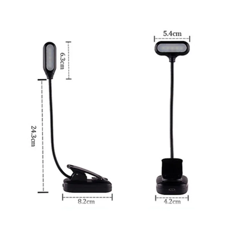 Светодиодная лампа для чтения с зажимом прикроватный светильник зарядкой от USB 7