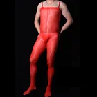 Сексуальное мужское облегающее боди с открытой промежностью, глянцевое гладкое кольцо на член, Прозрачный блестящий U-выпуклый мешочек, цельные стринги ярких цветов, JJ комплект