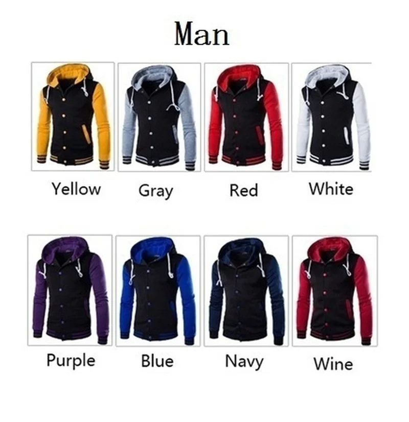 

ZOGAA Men Sweatshirt Men's Hooded Jackets Fashion Stitching Baseball Hoodies XS-4XL Casual Patchwork Fleece Sport Hoodie Coat