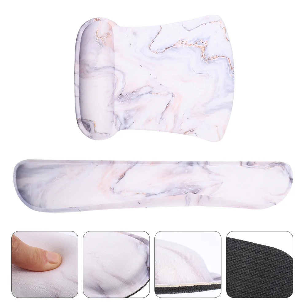 

1 Set and Keyboard Wrist Rest Marble Pattern Wrist Support Cushion