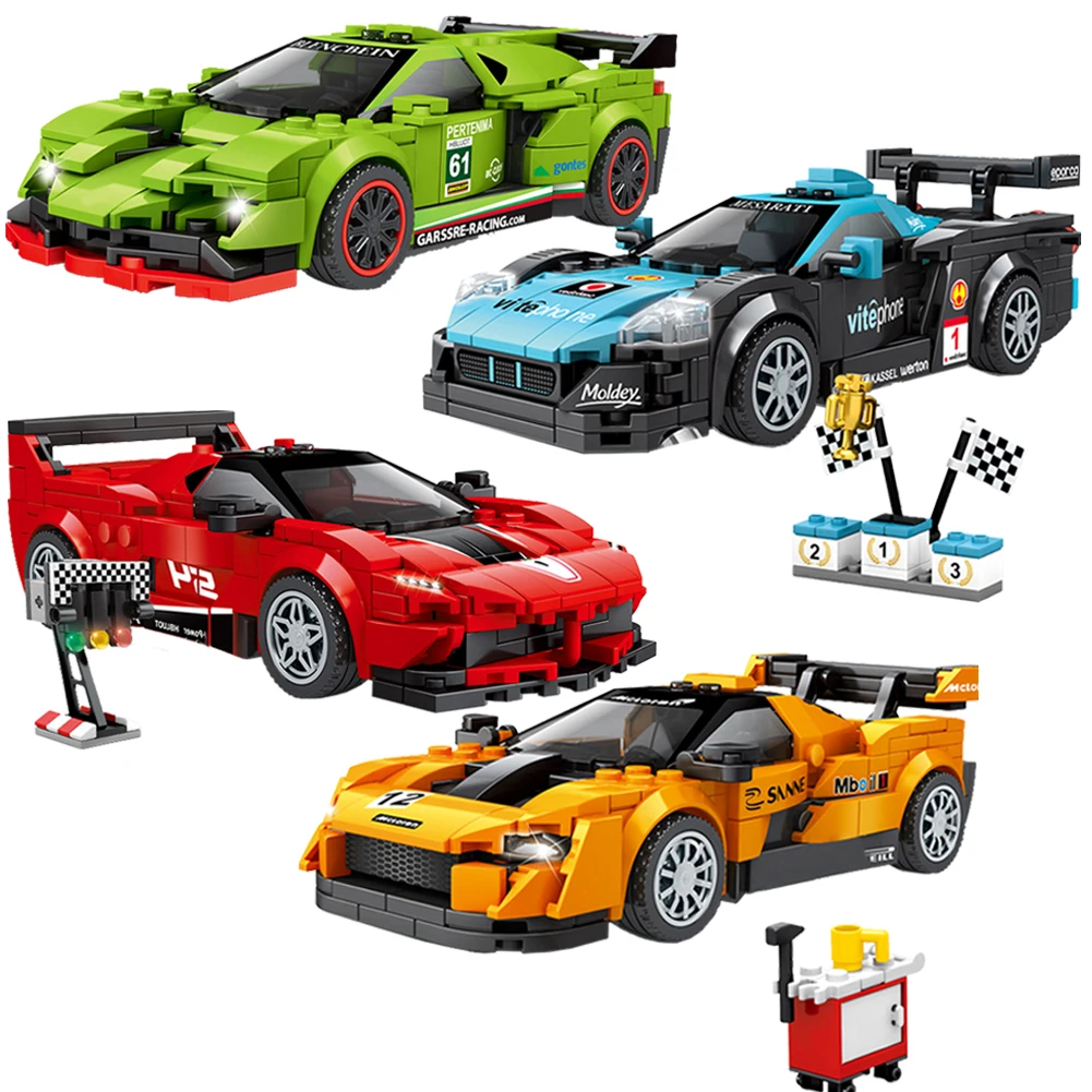 

SEMBO City Racing Car Blocks Speed Champions Sports Model Racer Cars Building Blocks MOC Mustang Racing Car Bricks Toys