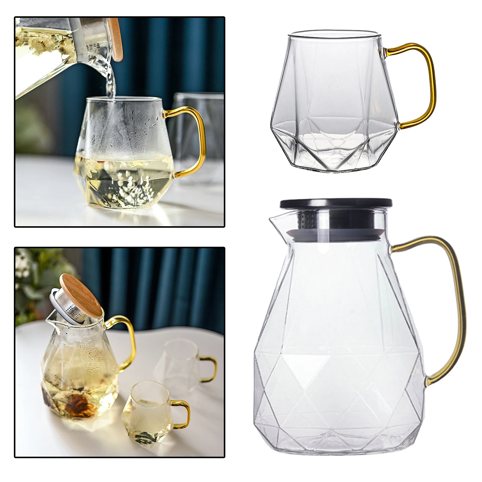 

Diamond Texture w/Handle Heat-resistant Water Jug for Coffee Juice Iced Tea