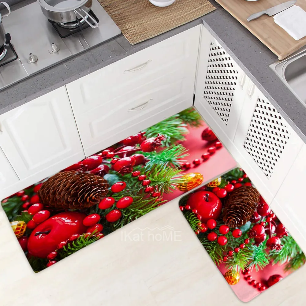 

Christmas Carpet 3D Kitchen Mat Doormats Outdoor Entrance Home Bathroom Bedroom Long Floor Bedside Rugs New Year Xmas Decor