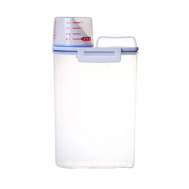 

Portable lid with measuring cup rice bucket storage tank food storage tank with silicone ring rice storage sealed tank
