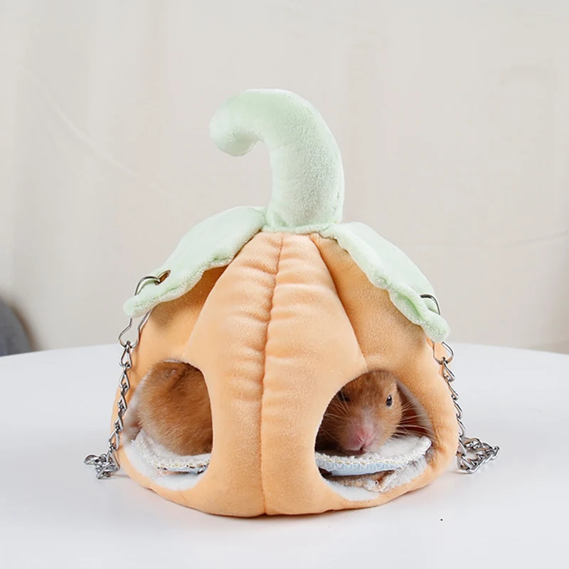 

Small Pet House Soft Warm Hamster Cotton Nest Cute Pumpkin Shape Gerbil Rat Bed Small Animal Supplies