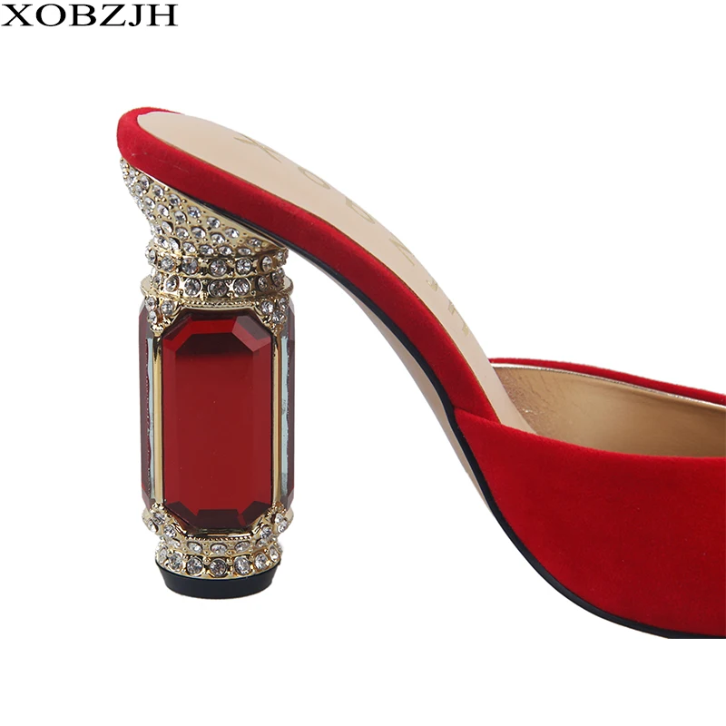 Сандалии стразы женские на квадратном каблуке брендовая Дизайнерская обувь