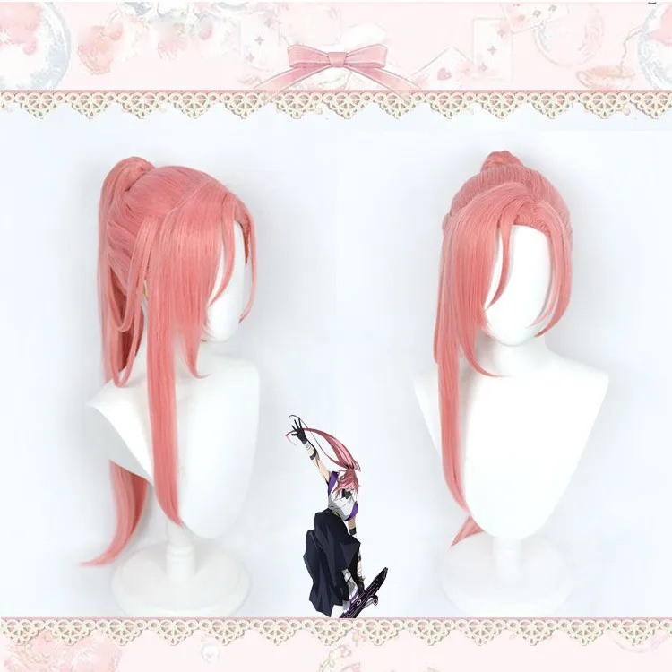 

Anime SK∞ Cherry blossom Cosplay Wig Pink 100cm Long Straight Ponytail Heat Resistant Hair Role Play SK8 the Infinity SK Eight