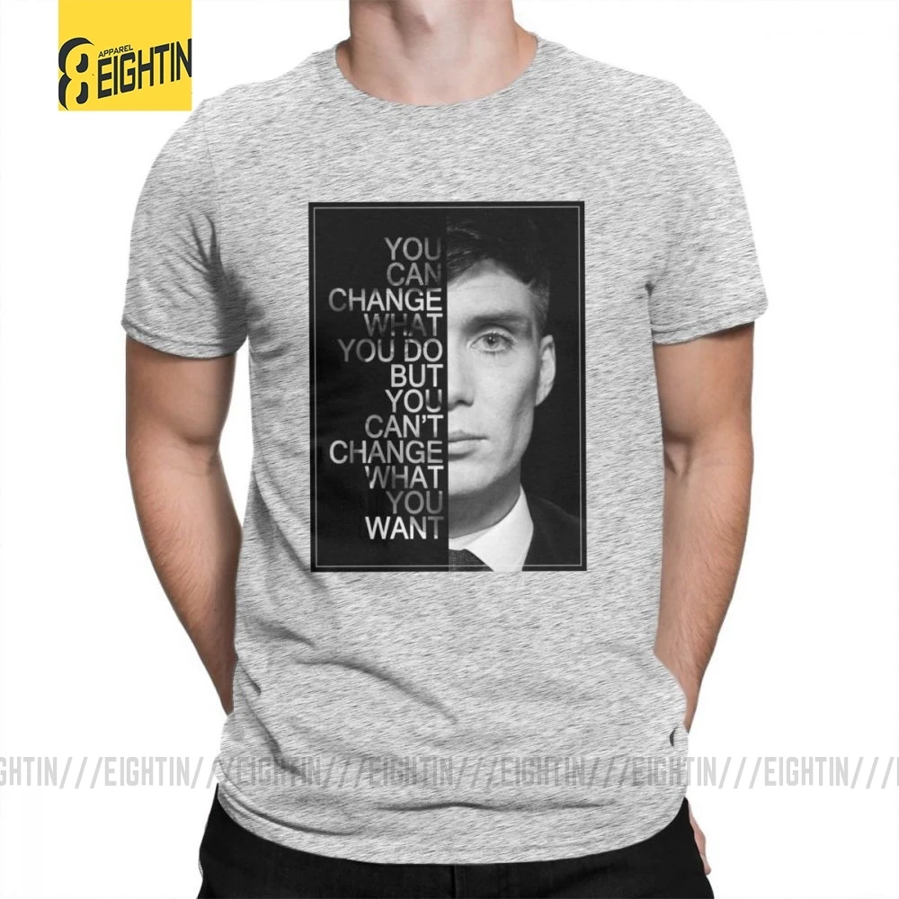 Peaky Blinders мужские футболки с круглым воротником, футболки для отдыха, высокое качество, короткий рукав, хлопок, футболки размера плюс, Популярные - Цвет: Серый