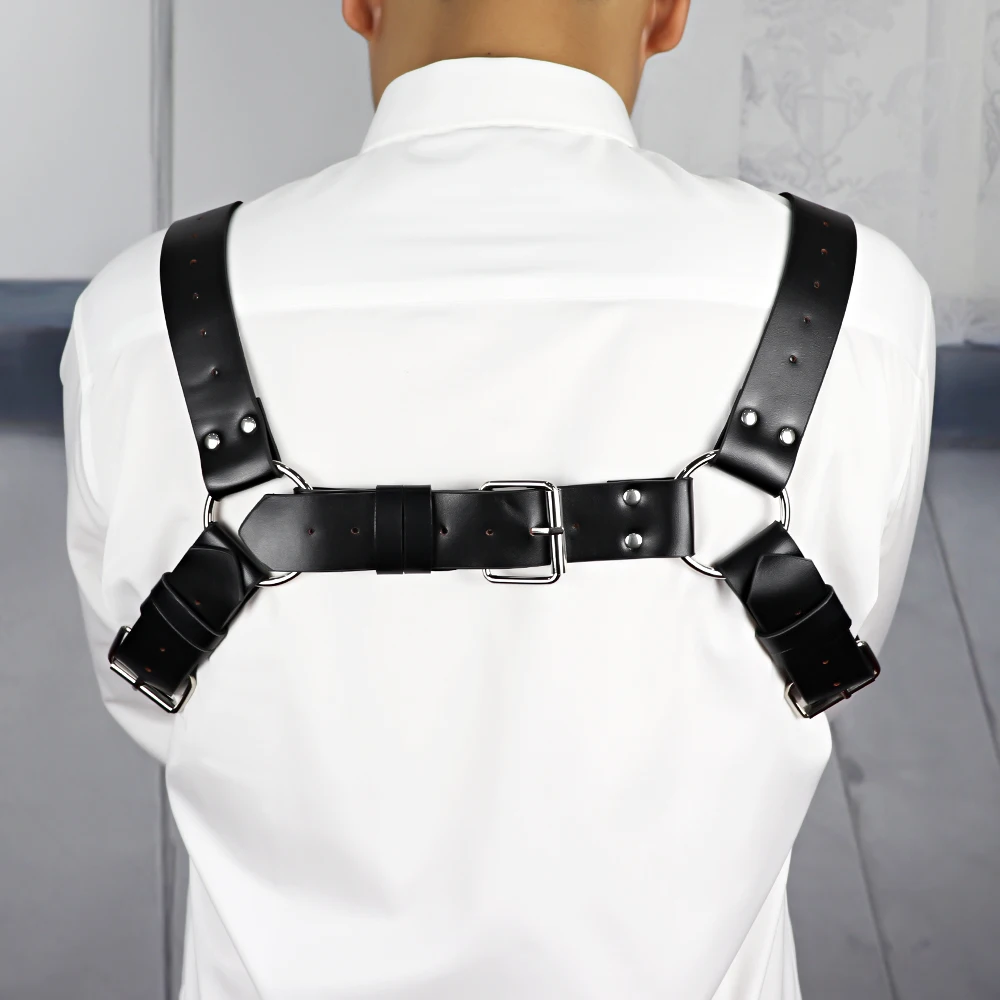 

2021 Sexy Lederen Harnas Riemen Mannen Bondage Verstelbare Borst Bandjes Spier Curve Overzicht Bretels Fetish Punk Goth Taille
